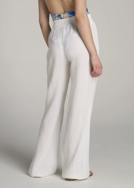 American Tall - GAUZE COVER UP PANTS FOR TALL WOMEN IN BRIGHT WHITE - Image 2