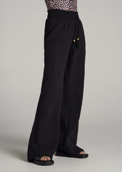 American Tall - GAUZE COVER UP PANTS FOR TALL WOMEN IN BLACK - Image 3