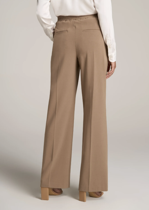 American Tall - FLAT FRONT WIDE LEG DRESS PANTS FOR TALL WOMEN IN FAWN - Image 4