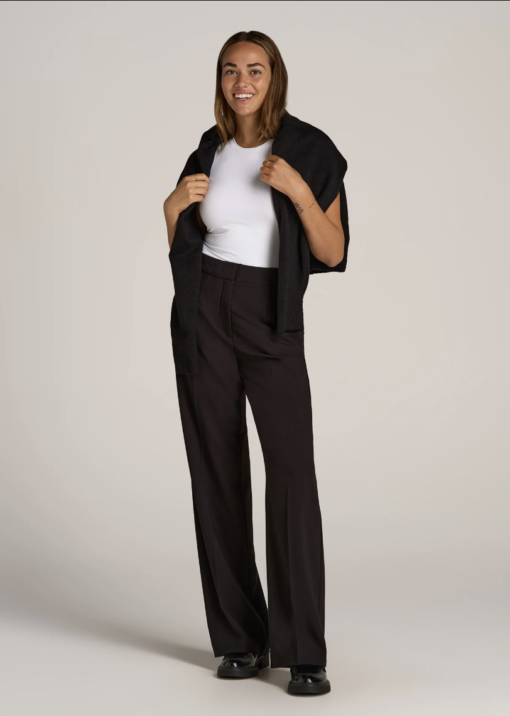 American Tall - FLAT FRONT WIDE LEG DRESS PANTS FOR TALL WOMEN IN BLACK - Image 3