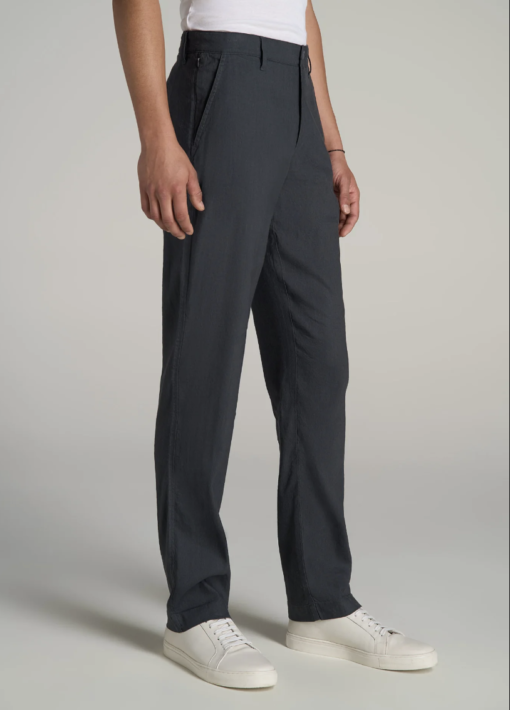 American Tall - GARMENT DYED LINEN CASUAL PANTS FOR TALL MEN IN HERON GREY - Image 4