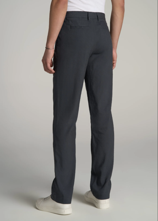 American Tall - GARMENT DYED LINEN CASUAL PANTS FOR TALL MEN IN HERON GREY - Image 2