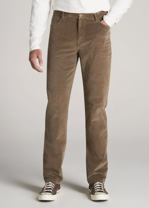 American Tall - STRAIGHT-LEG STRETCH CORDUROY PANTS FOR TALL MEN IN DARK SAND