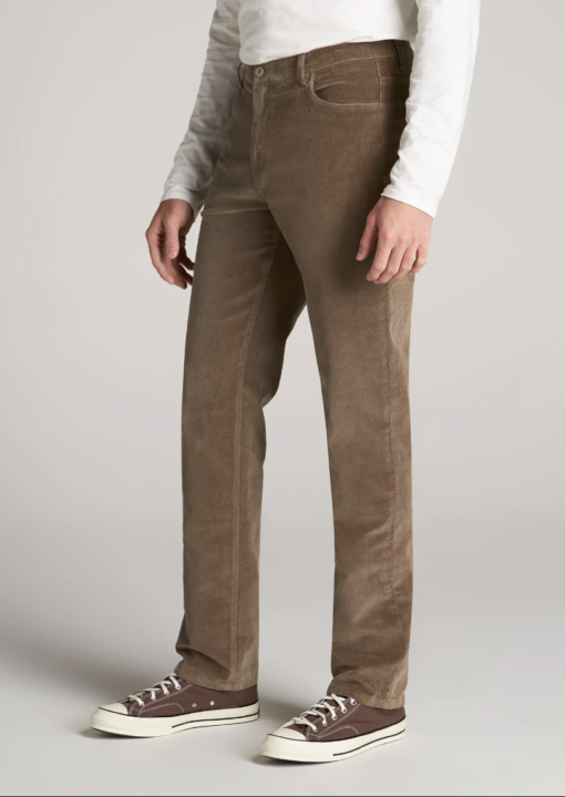 American Tall - STRAIGHT-LEG STRETCH CORDUROY PANTS FOR TALL MEN IN DARK SAND - Image 5