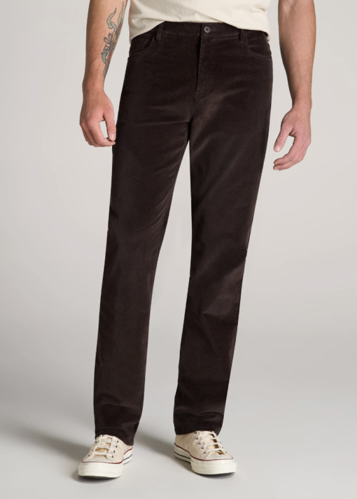 American Tall - STRAIGHT-LEG STRETCH CORDUROY PANTS FOR TALL MEN IN CHOCOLATE - Image 2