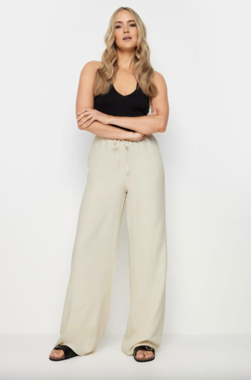 Long Tall Sally - LTS Tall Cream Textured Wide Leg Trousers