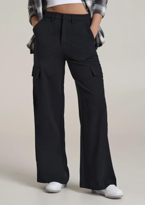 American Tall: Cargo Wide Leg Dress Pant Women's in Black (Tall Women 5'9 - 6'6) - Image 2