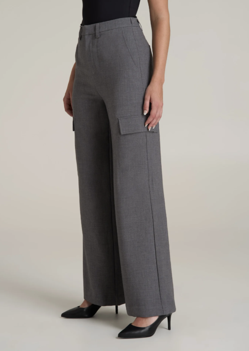 American Tall: Cargo Wide Leg Dress Pant Women's in Graphic Charcoal (Tall Women 5'9 - 6'6) - Image 5