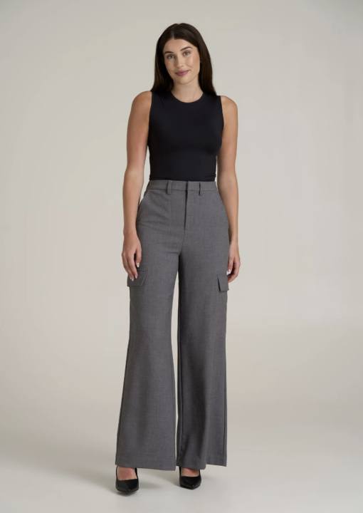 American Tall: Cargo Wide Leg Dress Pant Women's in Graphic Charcoal (Tall Women 5'9 - 6'6) - Image 4