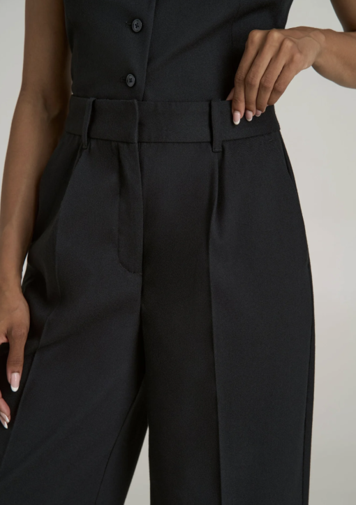 American Tall: High-Rise Wide-Leg Pleated Dress Pants for Tall Women in Black (Tall Women 5'9 - 6'6) - Image 7