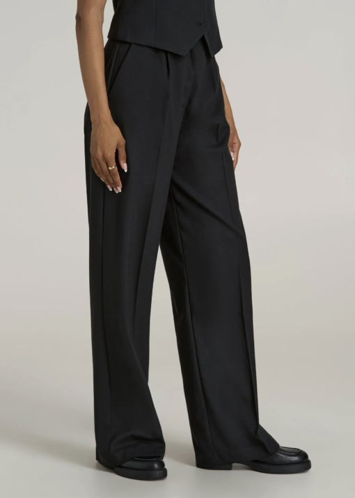 American Tall: High-Rise Wide-Leg Pleated Dress Pants for Tall Women in Black (Tall Women 5'9 - 6'6) - Image 6