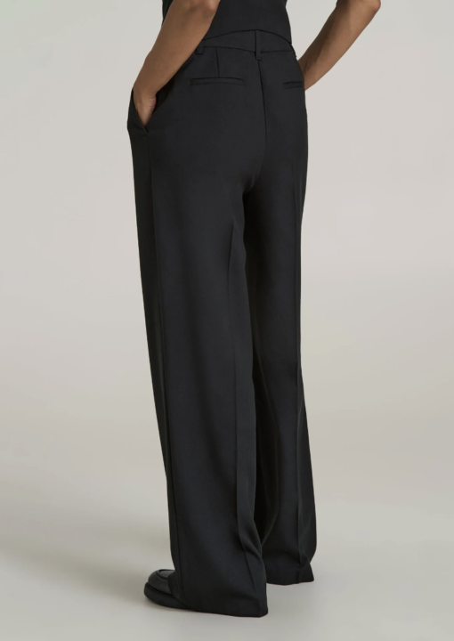 American Tall: High-Rise Wide-Leg Pleated Dress Pants for Tall Women in Black (Tall Women 5'9 - 6'6) - Image 4