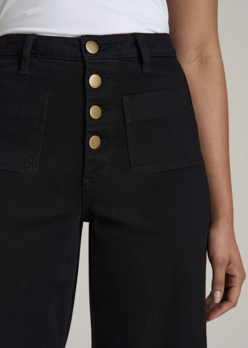 American Tall: Stevie Wide Leg Patch Pocket Jeans for Tall Women in Black (Tall Women 5'9 - 6'6) - Image 2