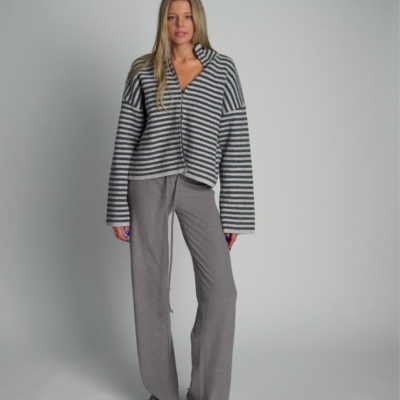 STRIPED KNIT MOCKNECK