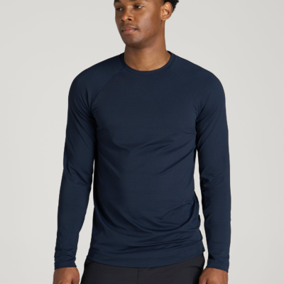 Air Knit Long Sleeve Performance T-Shirt for Tall Men in Royal Navy