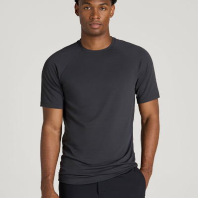 Air Knit Short Sleeve Performance T-shirt for Tall Men in Mid Grey