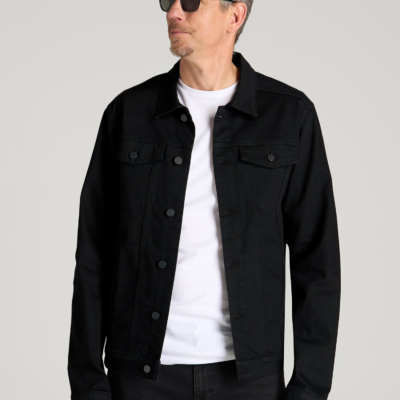 Classic Denim Jacket for Tall Men in Optimum Black