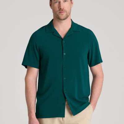 Coastal Perforated Button shirt for Tall Men in Deep Teal
