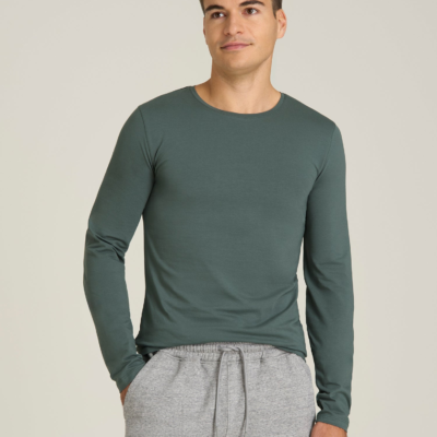 The Essential Slim Fit Long Sleeve Tee for Tall Men in Balsam Green