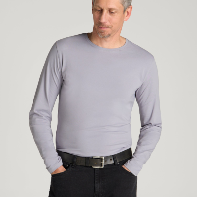 The Essential Slim Fit Long Sleeve Tee for Tall Men in Dusty Lilac