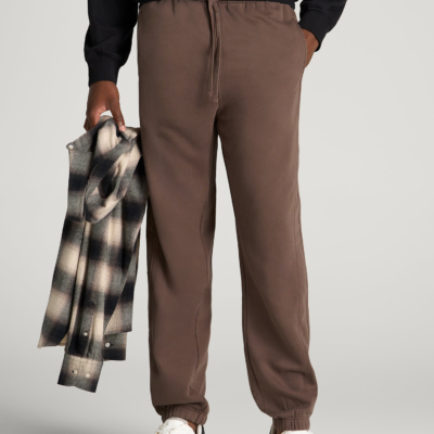 Everyday Fleece Cinched Bottom Sweatpants for Tall Men in Coffee Quartz