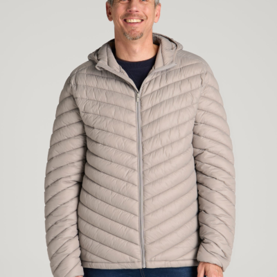 Packable Puffer Jacket for Tall Men in Moon Rock