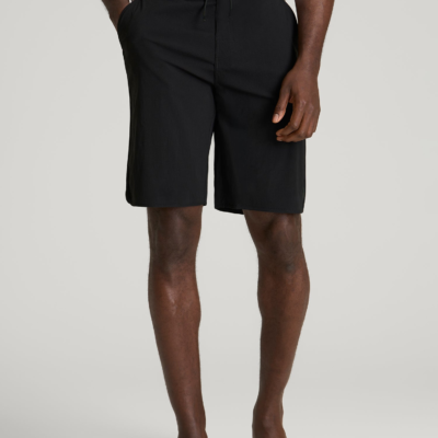 Stretch Board Shorts for Tall Men in Deep Black