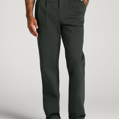 Stretch Commuter Pleated Chino for Tall Men in Boreal Forest