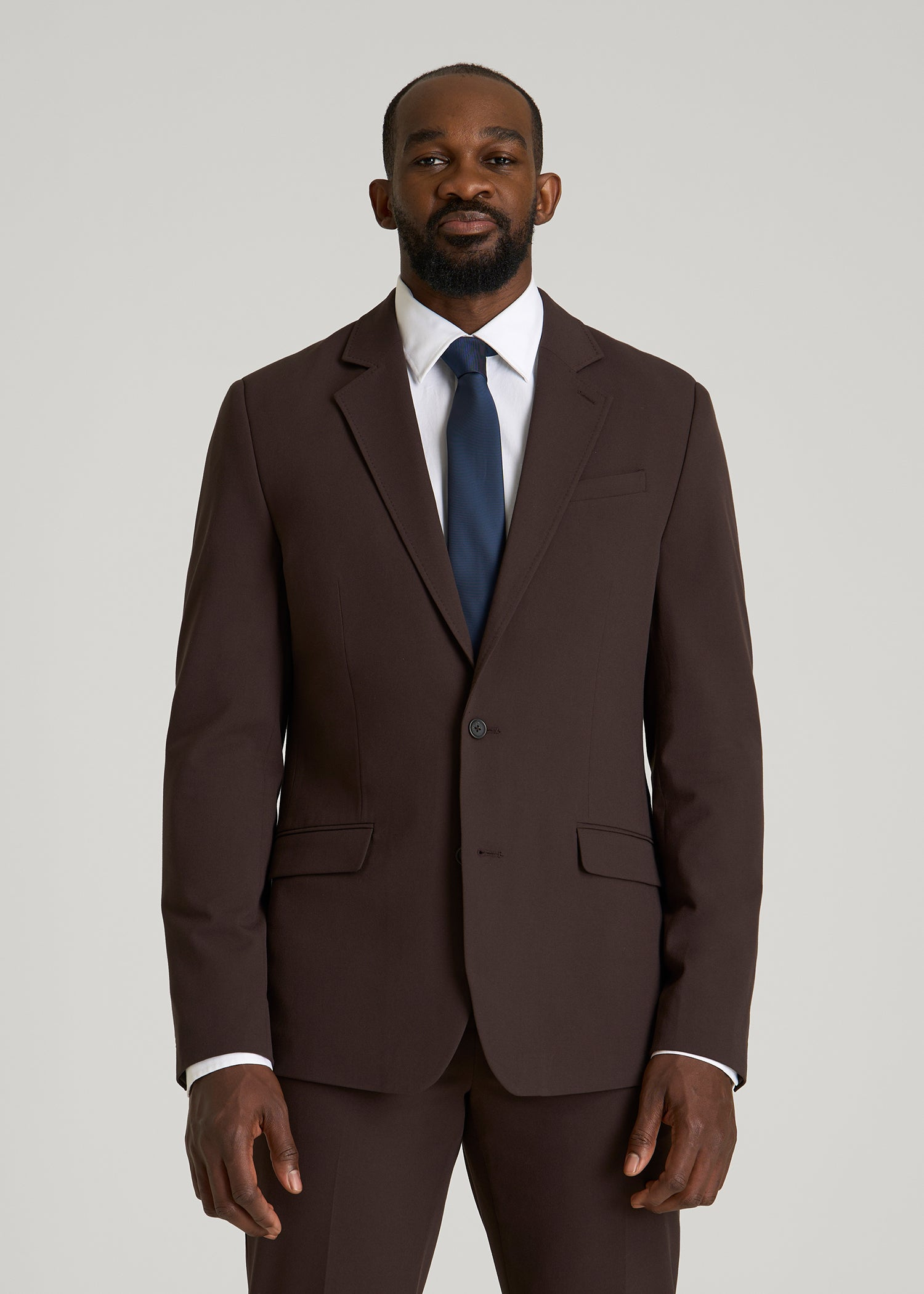 Modern Fit Suit Jacket for Tall Men in Coffee Bean