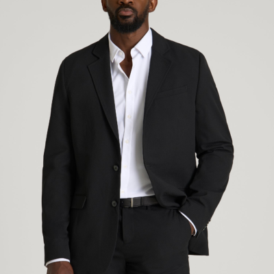 Modern Fit Suit Jacket for Tall Men in Deep Black