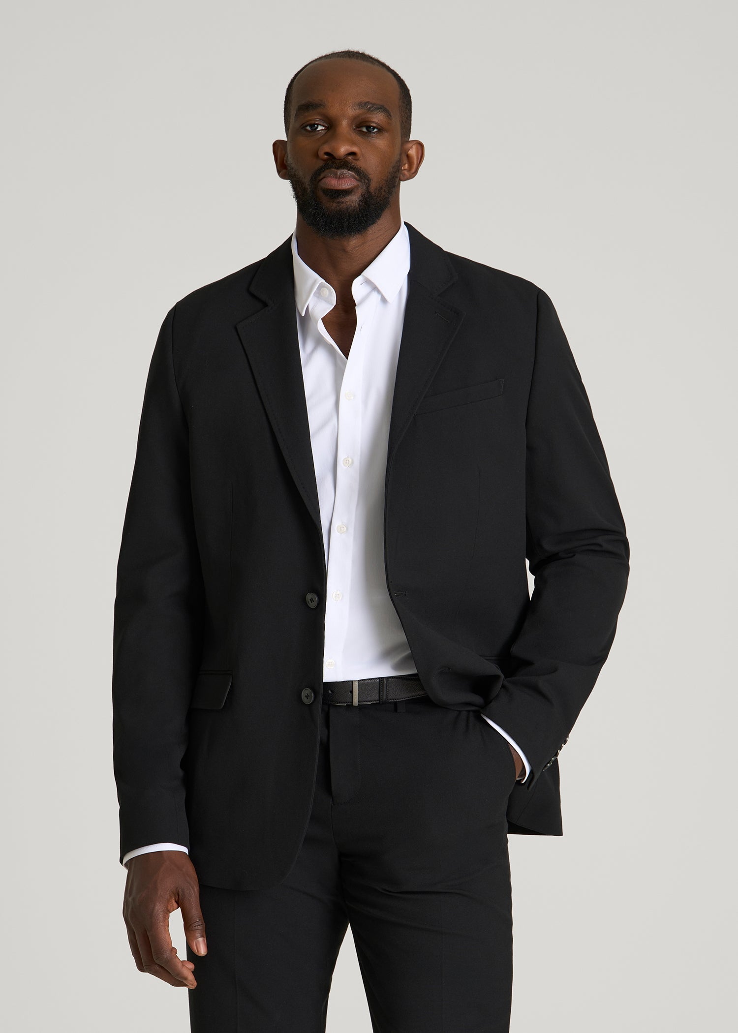 Modern Fit Suit Jacket for Tall Men in Deep Black