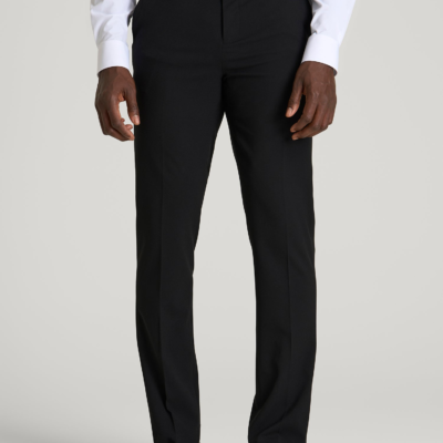 Tapered Fit Suit Pants for Tall Men in Deep Black
