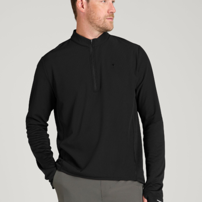 Thermal Half Zip Running Top for Tall Men in Black