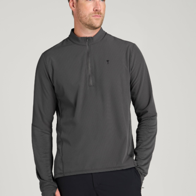 Thermal Half Zip Running Top for Tall Men in Steel Grey