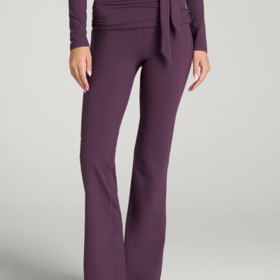 Balance Foldover Flare Legging for Tall Women in Aubergine