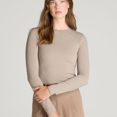 Contour Jersey Long Sleeve Crewneck for Tall Women in Moon Rock