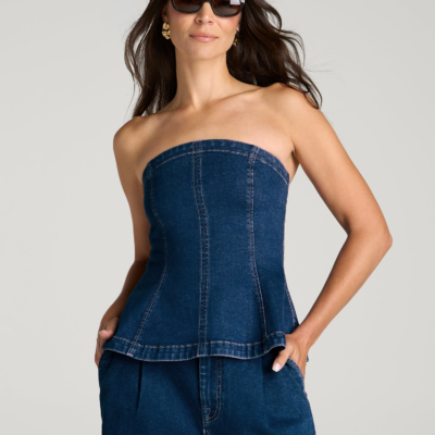 Denim Bustier for Tall Women in New Colorado Blue