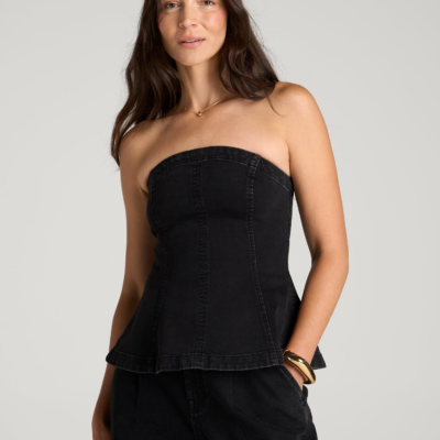 Denim Bustier for Tall Women in Onyx Black Wash