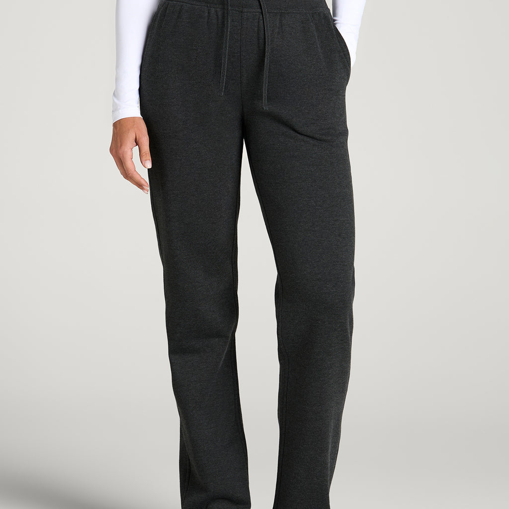 Everyday Straight Leg Open Bottom Fleece Pants for Tall Women in Charcoal Mix