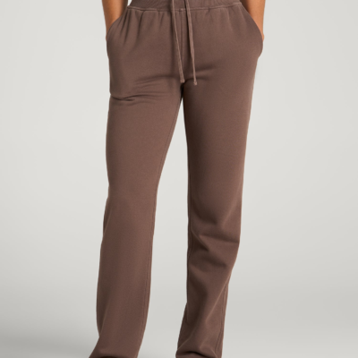 Everyday Straight Leg Open Bottom Fleece Pant for Tall Women in Coffee Quartz