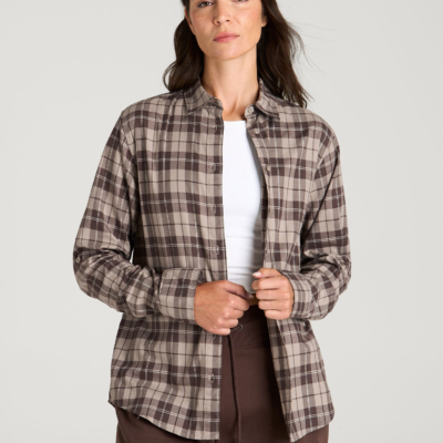 Oversized Flannel Shirt for Tall Women in Espresso Rock Plaid