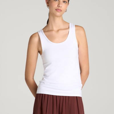 Slim Fit Jersey Tank for Tall Women in Optic White