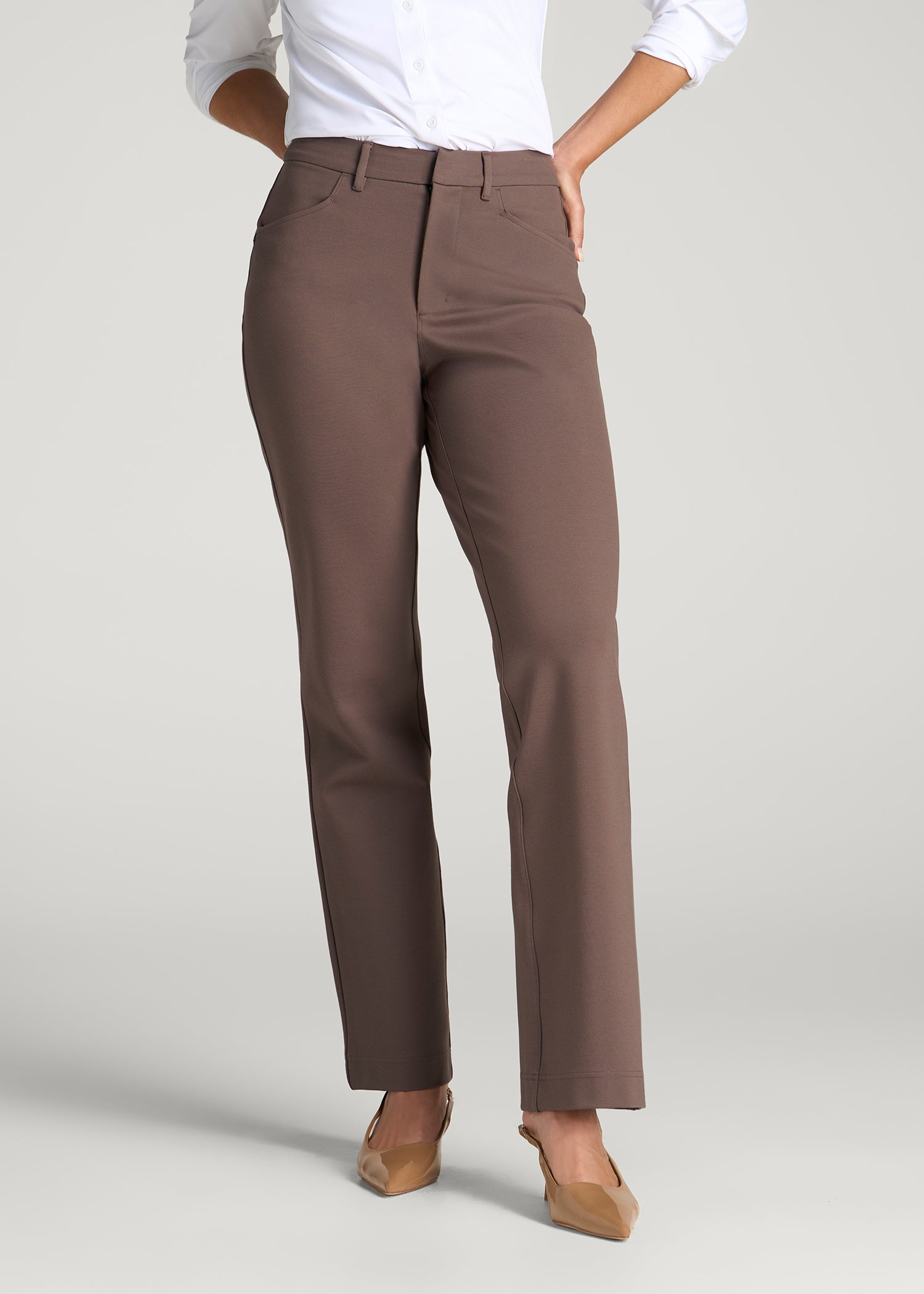 Flex Ponte Straight Leg Pant for Tall Women in Coffee Quartz