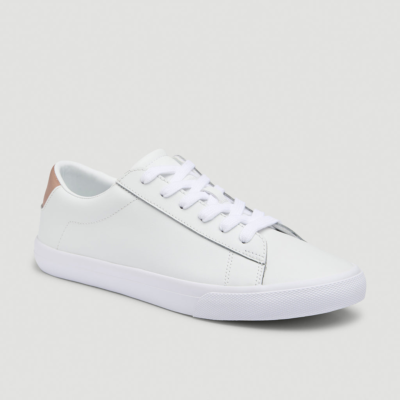 Tennis Sneakers for Tall Women in White With Rose Gold