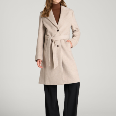 Wool Coat for Tall Women in Simply Taupe Mix