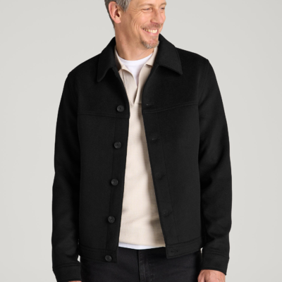 Wool Harrington Jacket for Tall Men in Black