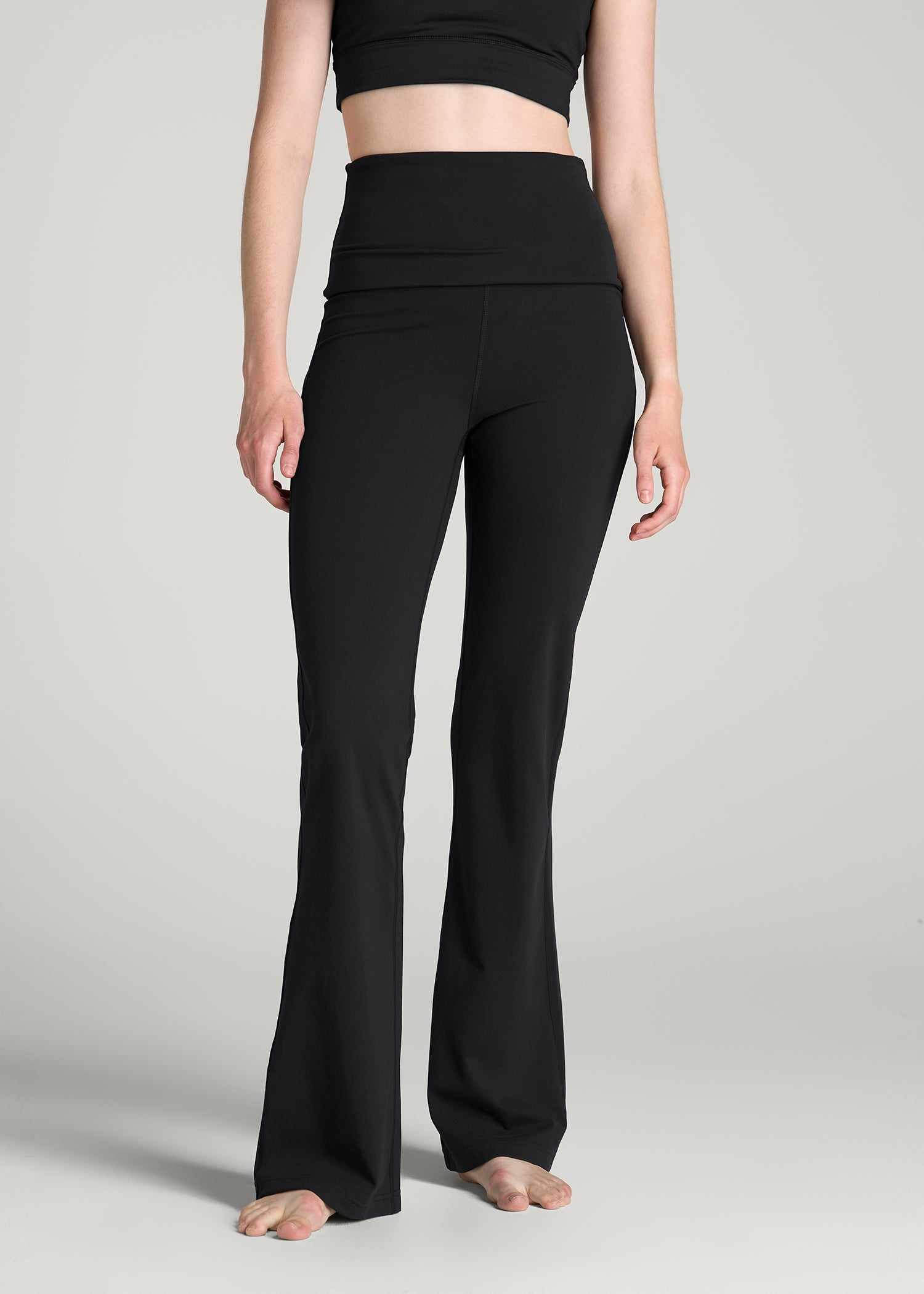 Balance Foldover Flare Legging for Tall Women in Black