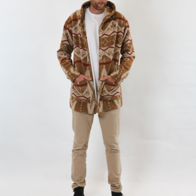 Woodly Cardi - Camel/Red