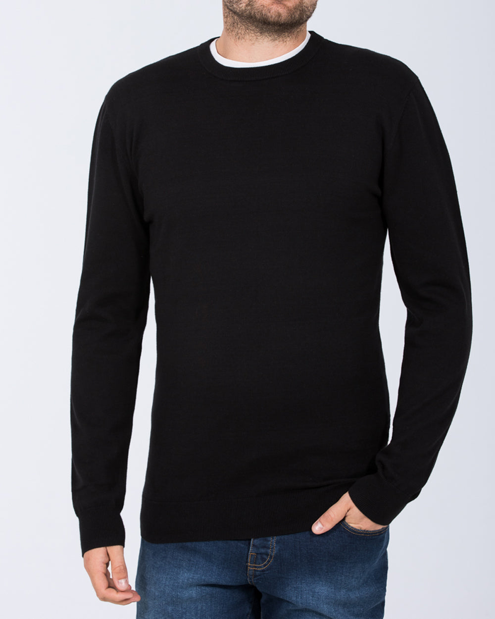 2t Austin Tall Cotton Crew Neck Jumper (black)