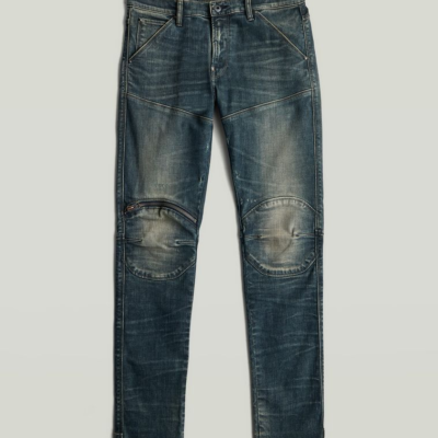 5620 3D Zip Knee Skinny Jeans in Antique Faded Blue Dust